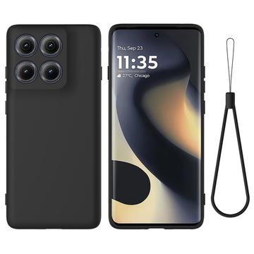 Motorola Edge (2025) Etui z płynnego silikonu z paskiem na rękę - czarny