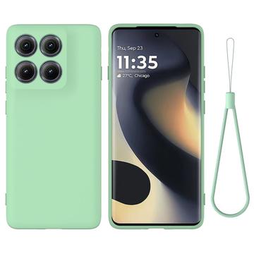 Motorola Edge (2025) Etui z płynnego silikonu z paskiem na rękę - Zielony