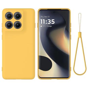 Motorola Edge (2025) Etui z płynnego silikonu z paskiem na rękę - żółty