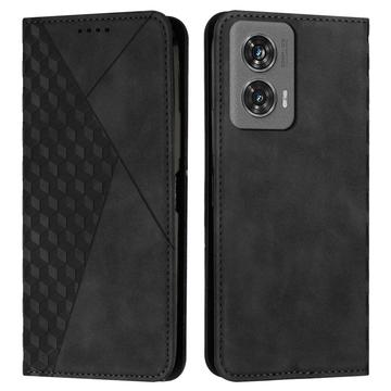 Motorola Edge 50 Fusion Etui portfelowe z wzorem rombów z magnetycznym zamknięciem - czarny