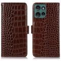 Motorola Edge 50 Neo Skórzane Etui z Portfelem Crocodile z RFID