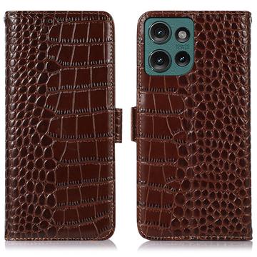 Motorola Edge 50 Neo Skórzane Etui z Portfelem Crocodile z RFID