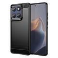 Motorola Edge 60/60 Fusion Szczotkowane Etui z TPU - Włókno Węglowe - Czarne