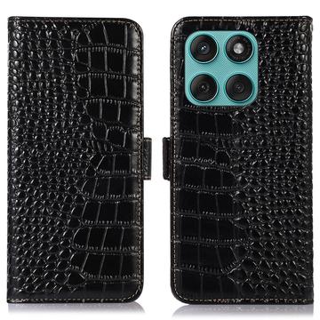 Motorola Edge 60 Fusion Skórzane Etui z Portfelem Crocodile z RFID