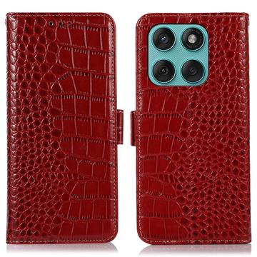 Motorola Edge 60 Fusion Skórzane Etui z Portfelem Crocodile z RFID