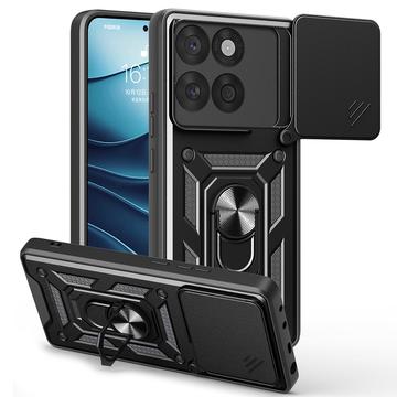 Motorola Edge 60 Fusion Hybrydowe Etui z Pierścieniem Obrotowym z Osłoną Aparatu - Czerń