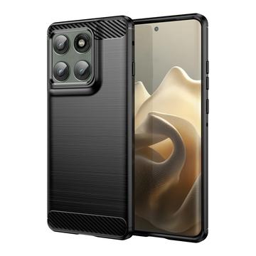 Motorola Edge 60 Pro/Edge (2025) Szczotkowane Etui z TPU - Włókno Węglowe - Czarne