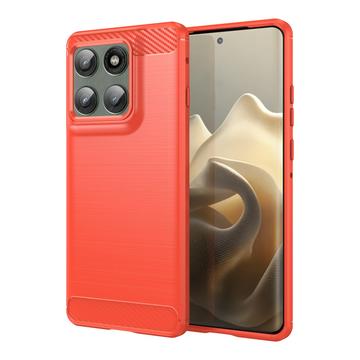 Motorola Edge 60 Pro/Edge (2025) Szczotkowane Etui z TPU - Włókno Węglowe - czerwony