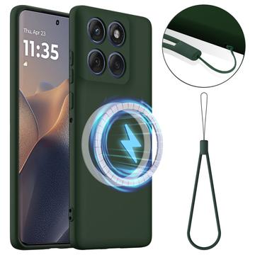 Motorola Edge 60 Pro Etui z Płynnego Silikonu - kompatybilne z MagSafe - Ciemna Zieleń