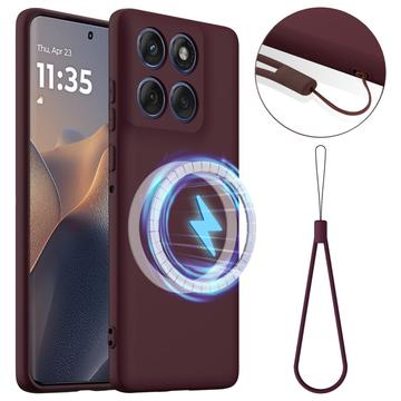 Motorola Edge 60 Pro Etui z Płynnego Silikonu - kompatybilne z MagSafe - Czerwone Wino