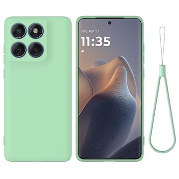 Motorola Edge 60 Pro Etui z płynnego silikonu z paskiem na rękę - Zielony