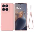 Motorola Edge 60 Pro Etui z płynnego silikonu z paskiem na rękę - Róż