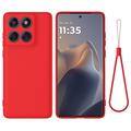 Motorola Edge 60 Pro Etui z płynnego silikonu z paskiem na rękę - czerwony