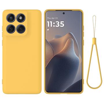 Motorola Edge 60 Pro Etui z płynnego silikonu z paskiem na rękę - żółty
