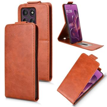 Motorola Edge 60 Pro Etui z klapką pionową i podstawką - brązowy
