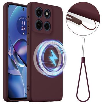 Motorola Edge 60 Stylus Etui z Płynnego Silikonu - kompatybilne z MagSafe - Czerwone Wino