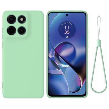 Motorola Edge 60 Stylus Etui z płynnego silikonu z paskiem na rękę - Zielony