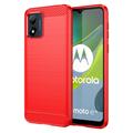 Szczotkowane Etui z TPU do Motorola Moto E13 - Włókno Węglowe - Czerwień