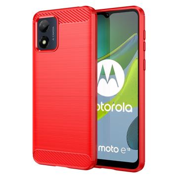 Szczotkowane Etui z TPU do Motorola Moto E13 - Włókno Węglowe