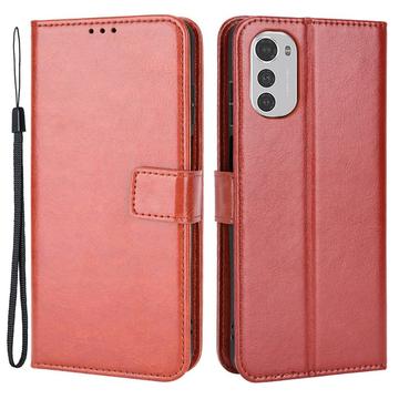 Etui z Portfelem do Motorola Moto E32s z Magnetycznym Zamknięciem - Brąz