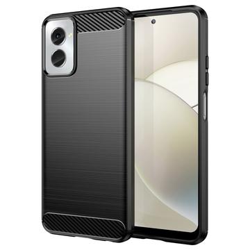 Szczotkowane Etui z TPU do Motorola Moto G Power (2024) - Włókno Węglowe - Czarne