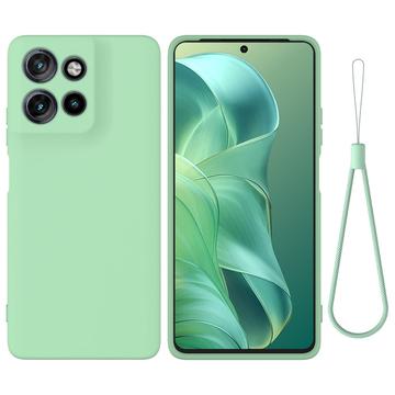 Motorola Moto G Power (2025) Etui z płynnego silikonu z paskiem na rękę - Zielony