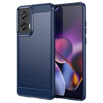 Szczotkowane Etui z TPU do Motorola Moto G Stylus 5G (2024) - Włókno Węglowe - Błękit