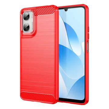 Motorola Moto G06/G06 Power Szczotkowane Etui z TPU - Włókno Węglowe - czerwony