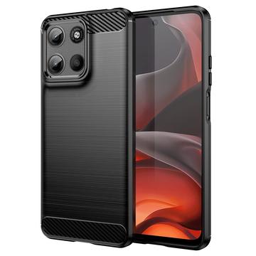 Motorola Moto G15 Szczotkowane Etui z TPU - Włókno Węglowe
