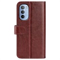 Etui-Portfel z Magnetycznym Zamknięciem - Motorola Moto G31/G41 - Brązowe