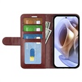 Etui-Portfel z Magnetycznym Zamknięciem - Motorola Moto G31/G41 - Brązowe