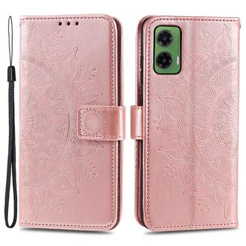 Motorola Moto G35 Etui z Portfelem z Serii Mandala - Różowe Złoto