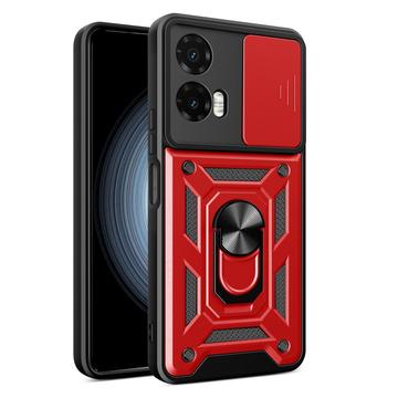 Motorola Moto G35 Hybrydowe Etui z Pierścieniem Obrotowym z Osłoną Aparatu - Czerwień