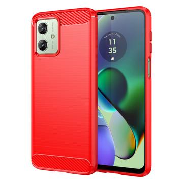 Szczotkowane Etui z TPU do Motorola Moto G54 - Włókno Węglowe - Czerwień