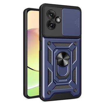 Motorola Moto G55 Hybrydowe Etui z Pierścieniem Obrotowym z Osłoną Aparatu - Błękit