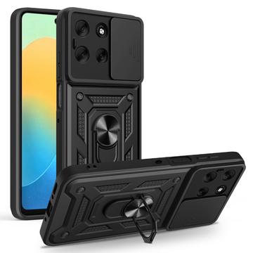 Motorola Moto G56 Hybrydowe Etui z Pierścieniem Obrotowym z Osłoną Aparatu - Czerń