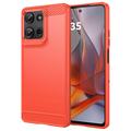 Motorola Moto G75 Szczotkowane Etui z TPU - Włókno Węglowe
