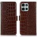 Motorola Moto G75 Skórzane Etui z Portfelem Crocodile z RFID