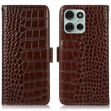 Motorola Moto G75 Skórzane Etui z Portfelem Crocodile z RFID