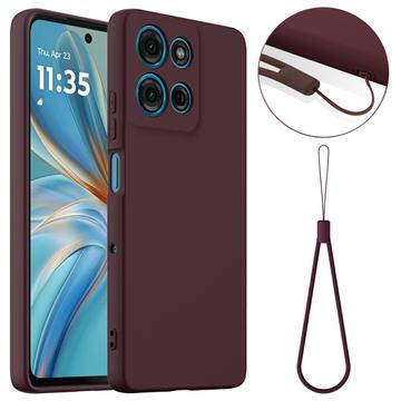 Motorola Moto G75 Etui z Płynnego Silikonu - kompatybilne z MagSafe - Czerwone Wino