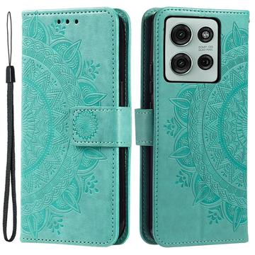 Motorola Moto G75 Etui z Portfelem z Serii Mandala - Zieleń