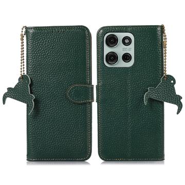 Motorola Moto G75 Skórzane Etui z Portfelem z RFID - Zieleń