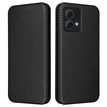 Motorola Moto G84 Etui z Klapką - Włókno Węglowe - Czarne