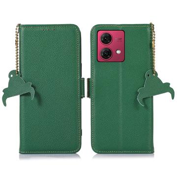 Motorola Moto G84 Skórzane Etui z Portfelem z RFID - Zieleń