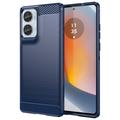 Motorola Moto G85/S50 Neo Szczotkowane Etui z TPU - Włókno Węglowe - Błękit