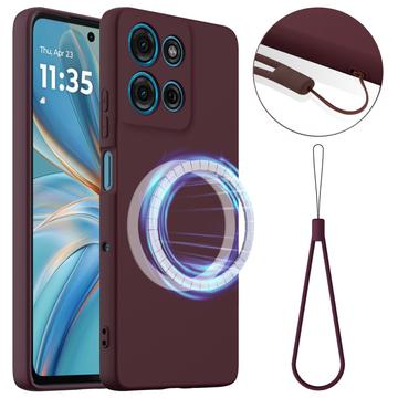 Motorola Moto G86 Power Etui z Płynnego Silikonu - kompatybilne z MagSafe - Czerwone Wino