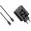Ładowarka sieciowa Motorola TurboPower 125W Podwójne USB-C z kablem USB-C - czarna