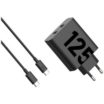 Ładowarka sieciowa Motorola TurboPower 125W Podwójne USB-C z kablem USB-C - czarna