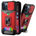 Wielofunkcyjne Hybrydowe Etui 4-w-1 do iPhone 13 Pro Max - Czerwone