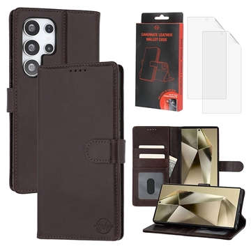 Samsung Galaxy S24 Ultra MyTPhone CardMate Etui portfelowe ze skóry - ciemnobrązowy